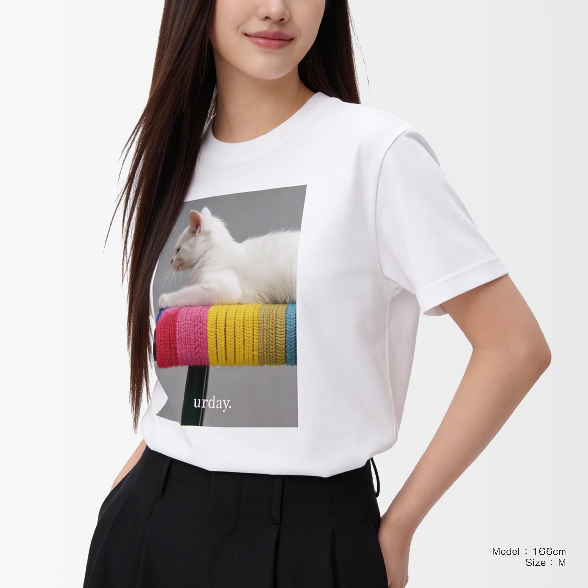 予約：urday【Animal／White Cat／G】フォトTシャツ（1143866