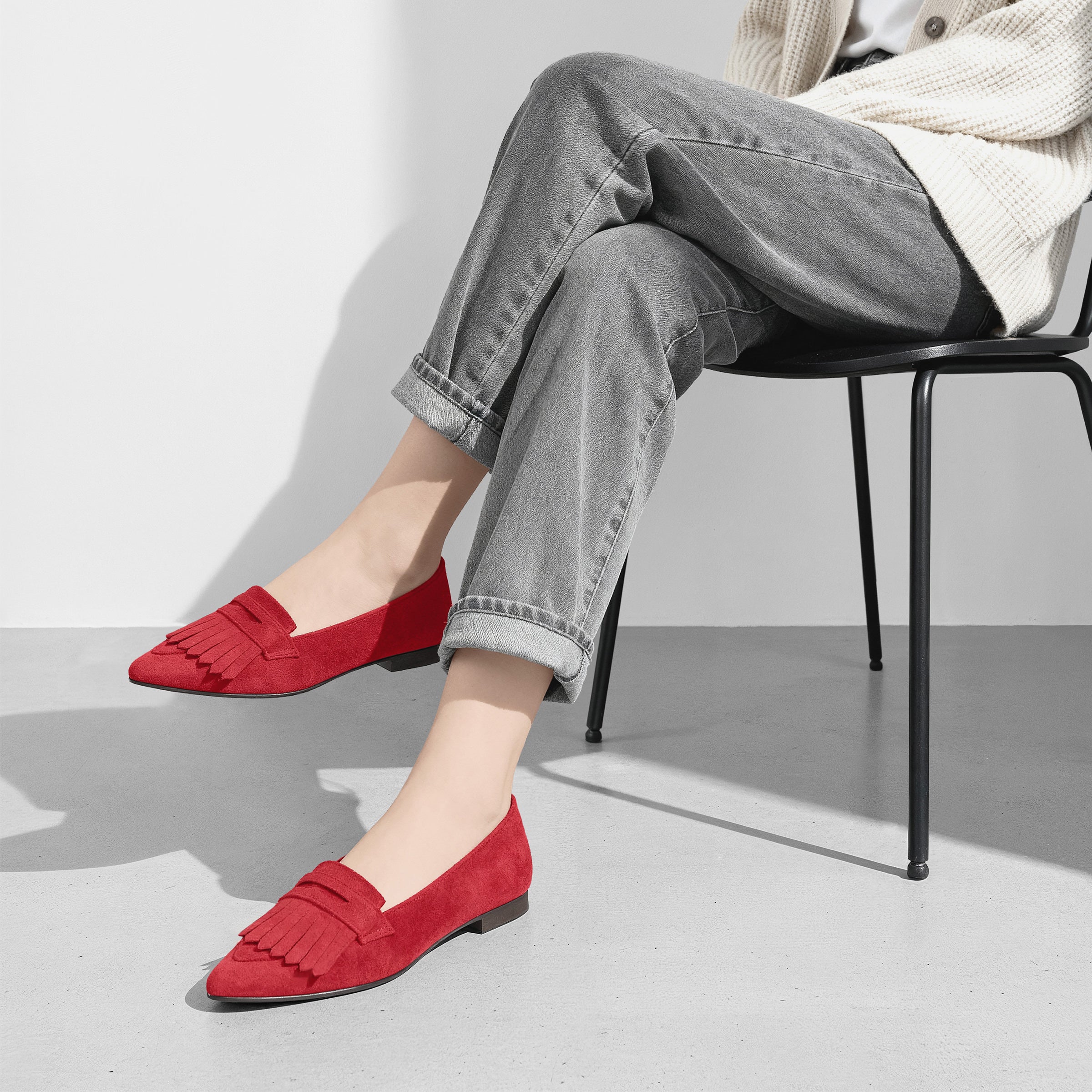 Dr.Martens オレンジ系フリンジローファー 15%OFF：2025AW：ポインテッドトゥ フリンジ ローファー（m17058