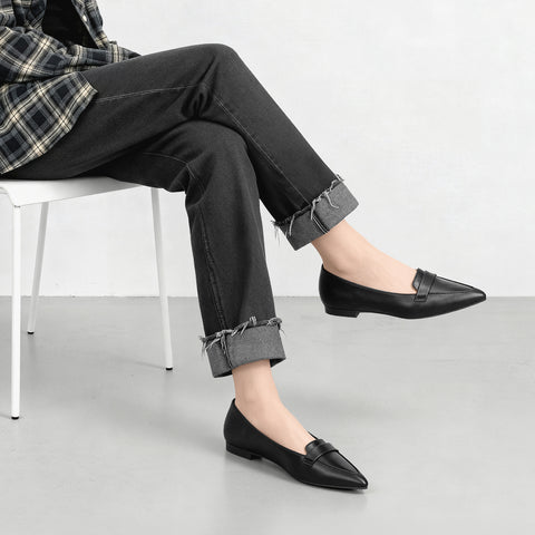 2025AWBI：甲浅ポインテッドトゥ ローファー（124）ブラック