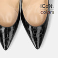 20%OFF：2025AW：iCoN COLORS：ポインテッドトゥ クロコ型押し パンプス（C76534）ブラックCR/mamian（マミアン）