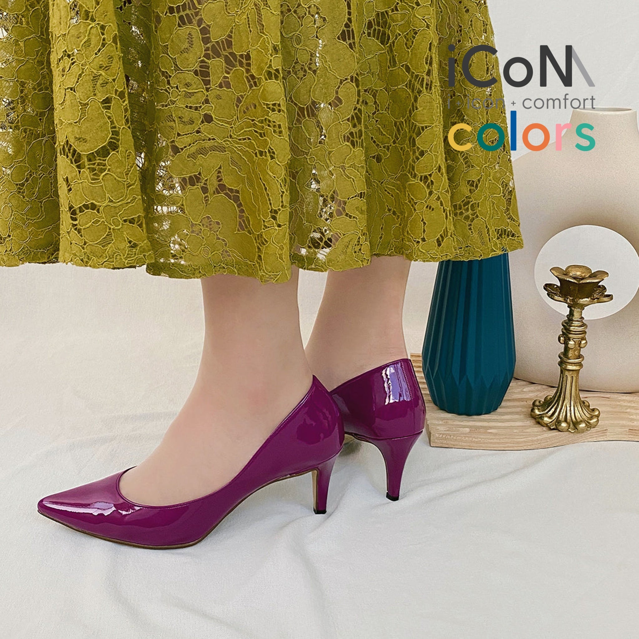 iCoN COLORS：ポインテッドトゥ エナメル パンプス（C76531