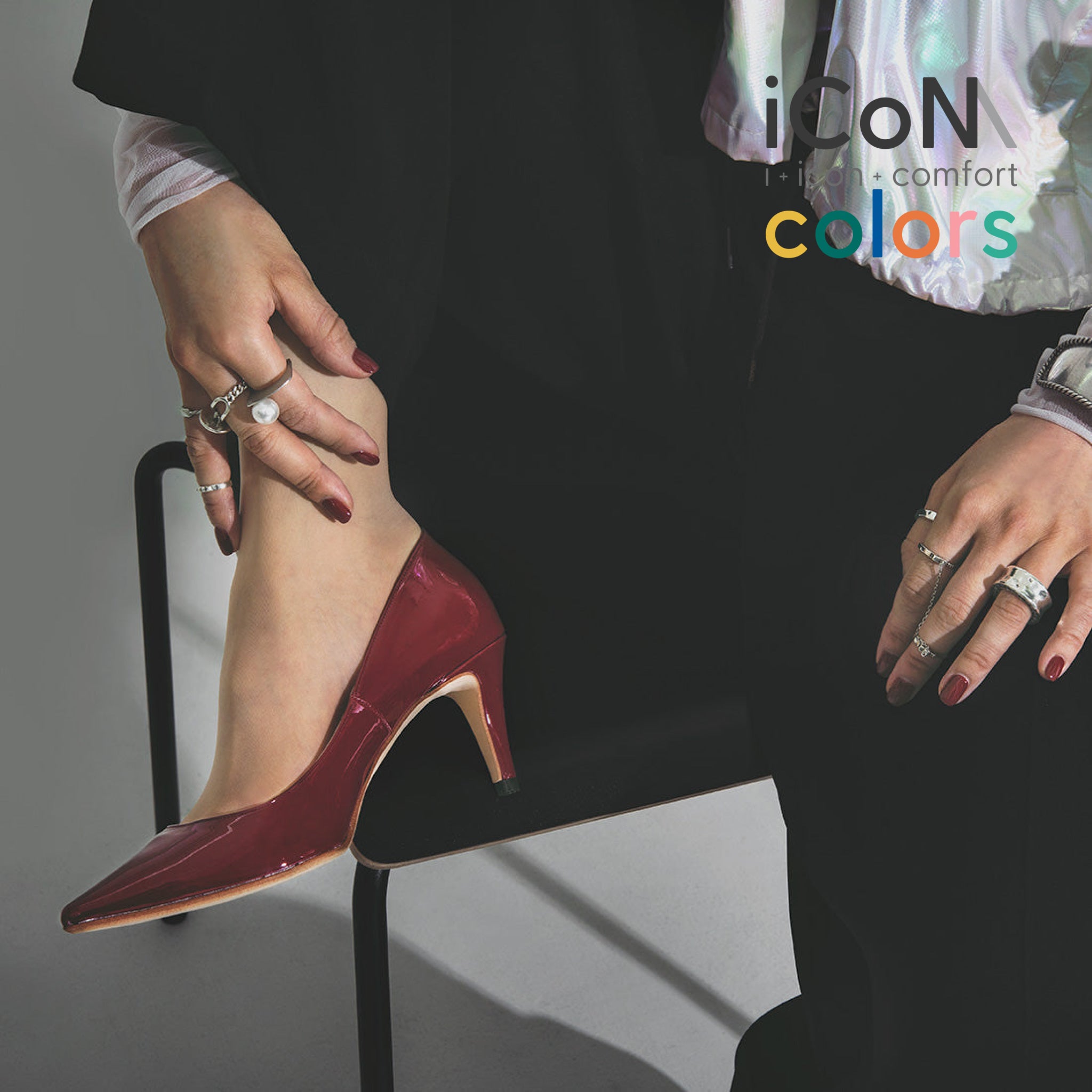 30%OFF：iCoN COLORS：ポインテッドトゥ エナメル パンプス（C76531