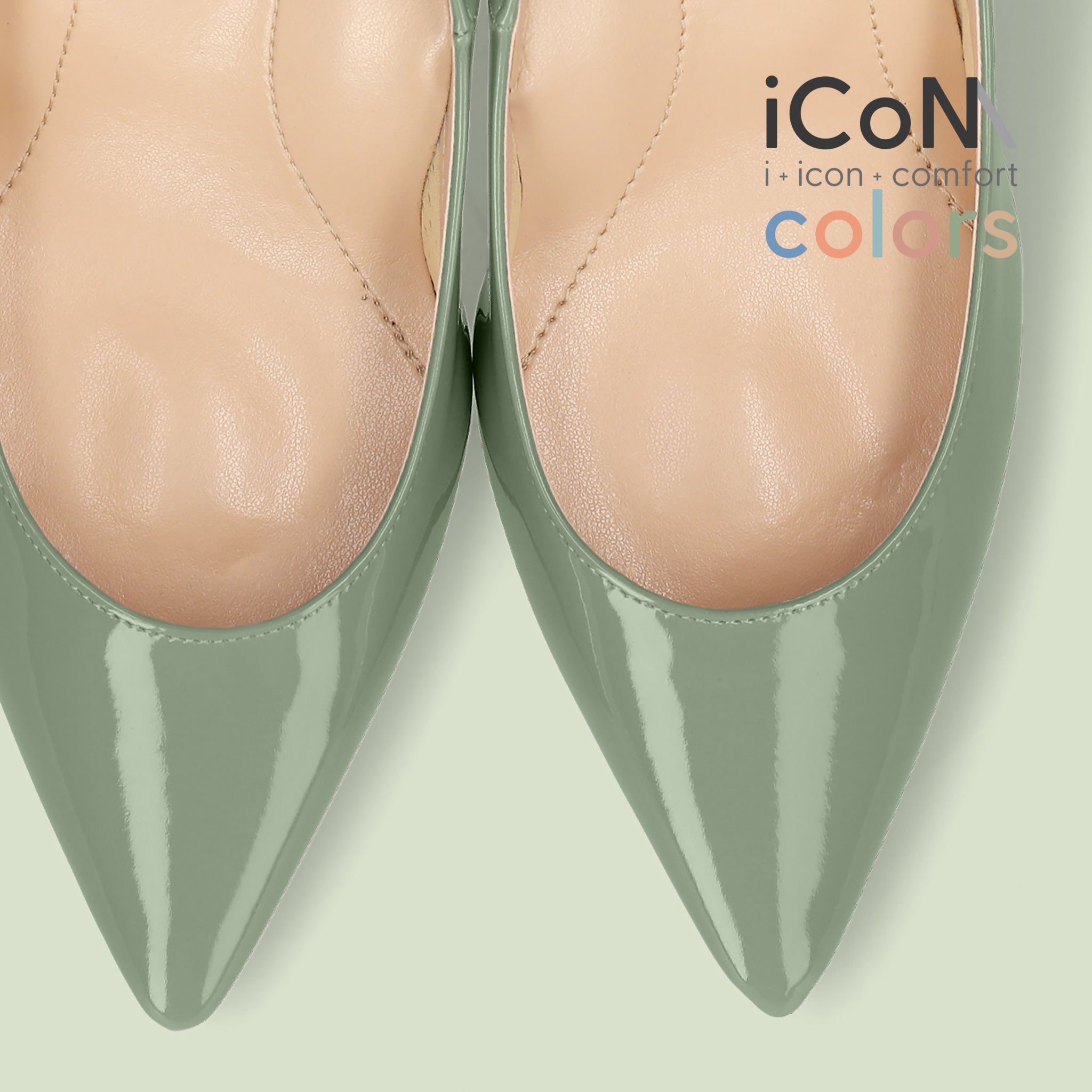 30%OFF：iCoN COLORS：ポインテッドトゥ エナメル パンプス（C76531