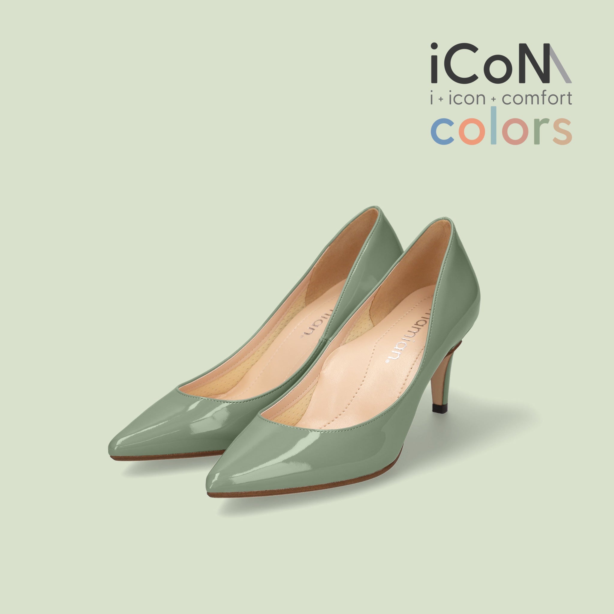 30%OFF：iCoN COLORS：ポインテッドトゥ エナメル パンプス（C76531