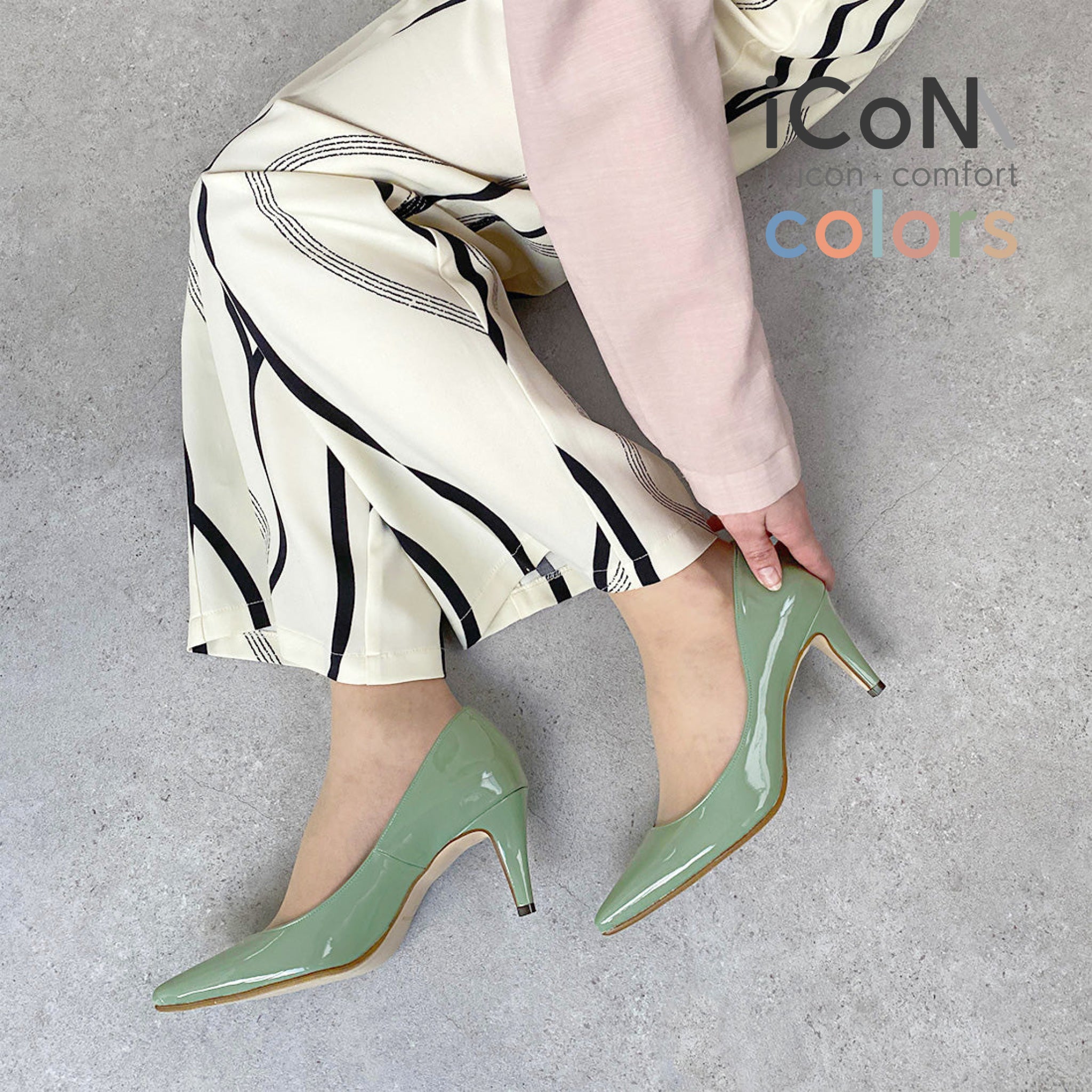 30%OFF：iCoN COLORS：ポインテッドトゥ エナメル パンプス（C76531