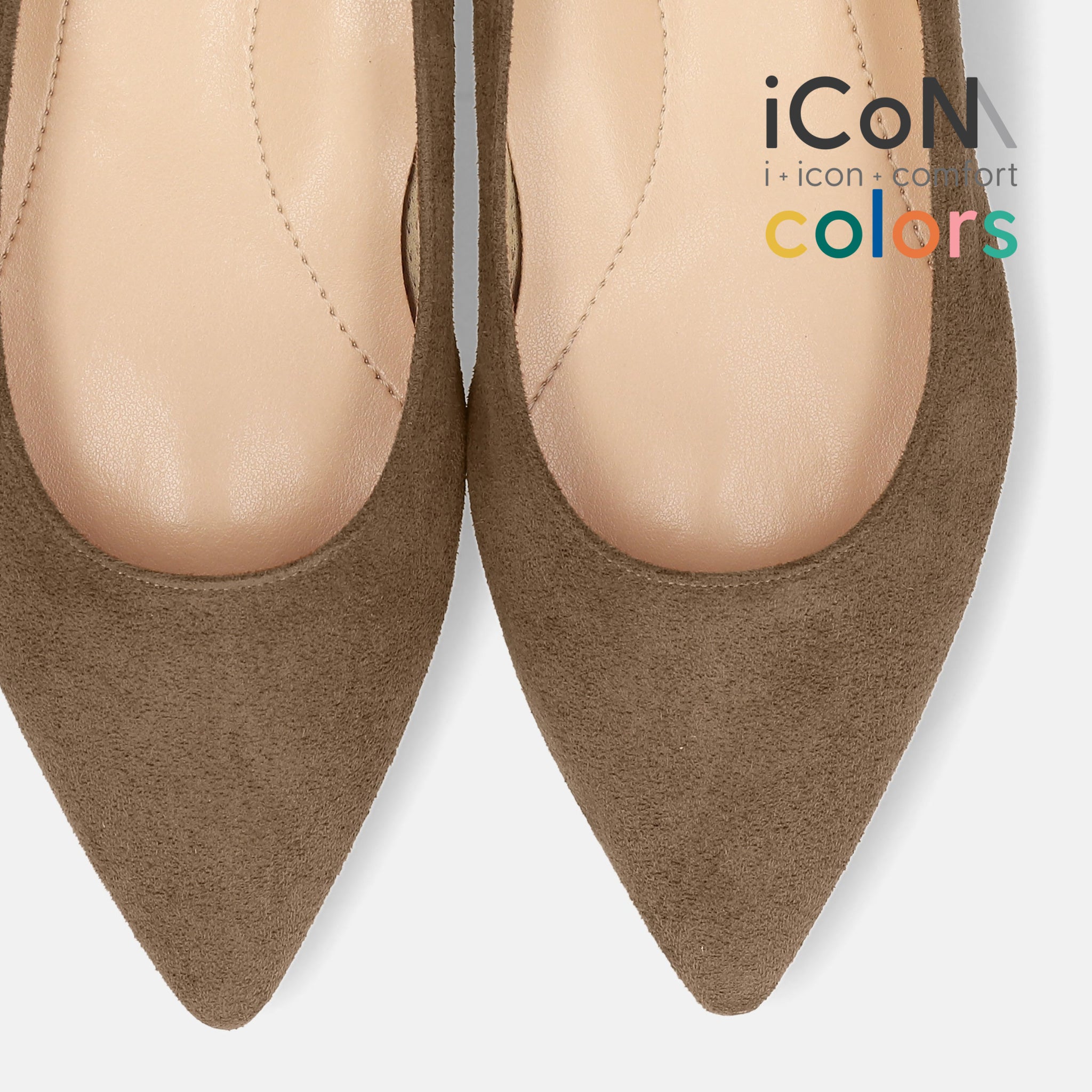 30%OFF：iCoN COLORS：ポインテッドトゥ スエード フラットシューズ