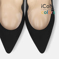 20%OFF：2025AW：iCoN COLORS：ポインテッドトゥ スエード パンプス（C76532）ブラックS/mamian（マミアン）
