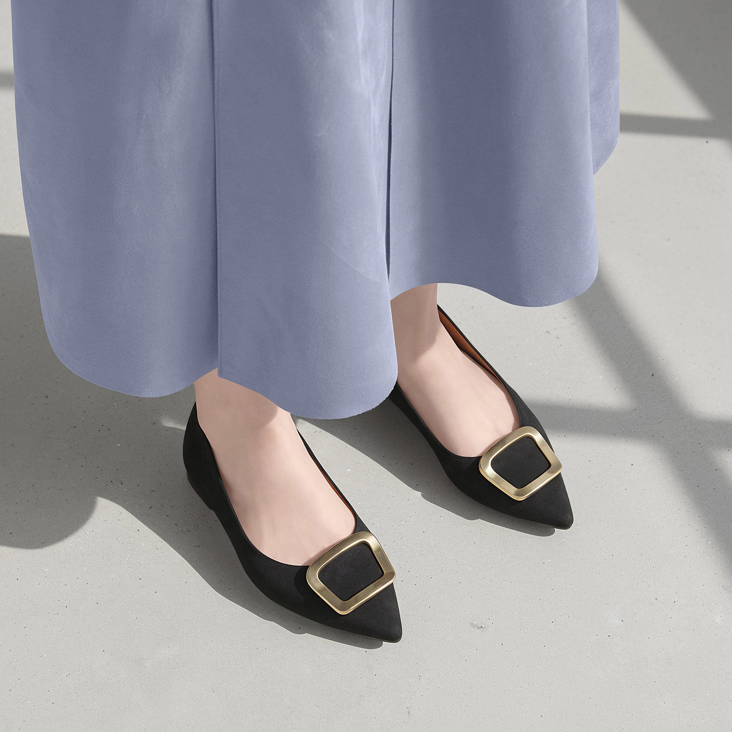 【美品】öften パール付き ブラック ポインテッドトゥシューズ offen パール付き ブラック ポインテッドトゥシューズ offen