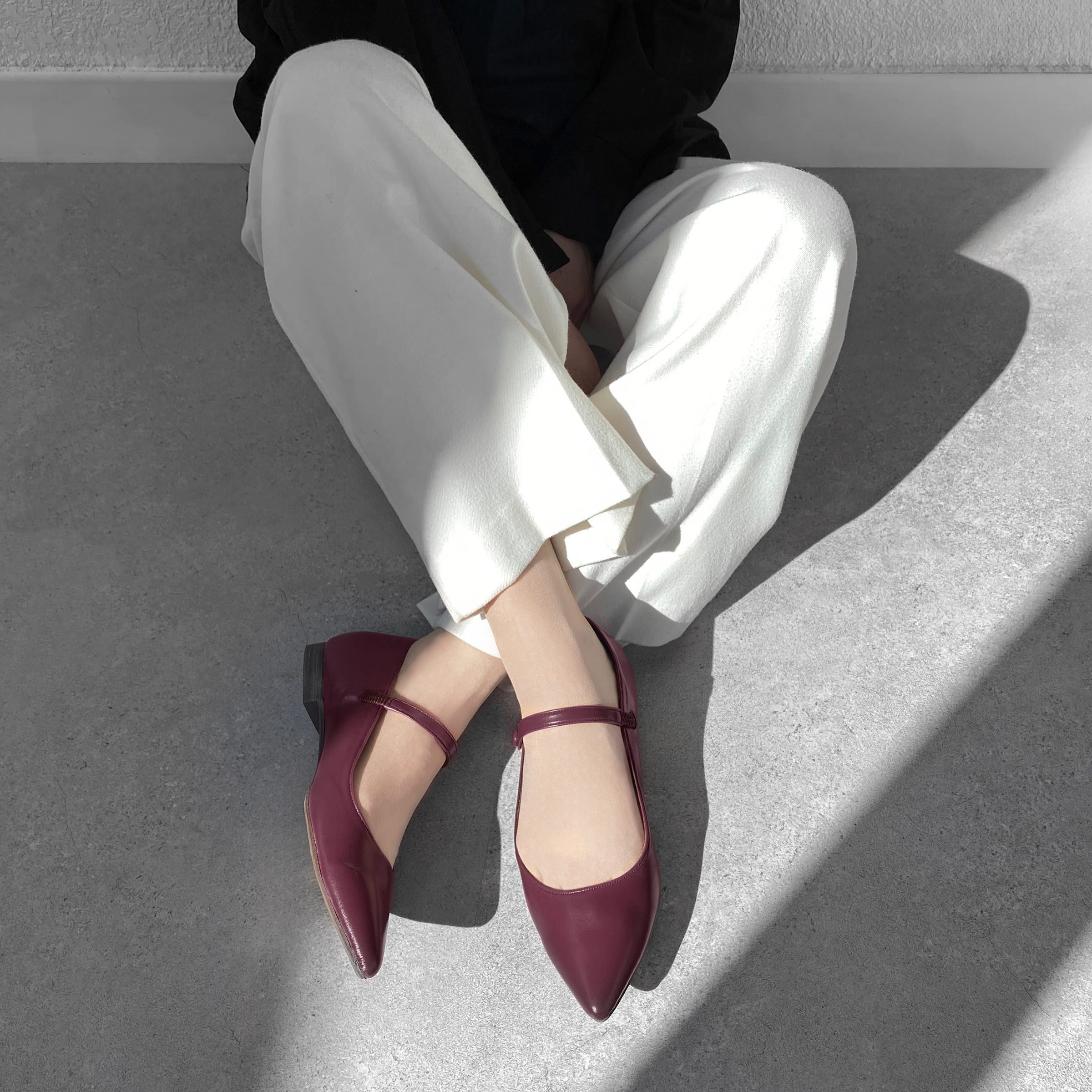 40%OFF：メリージェーン ストラップ フラットシューズ（4802