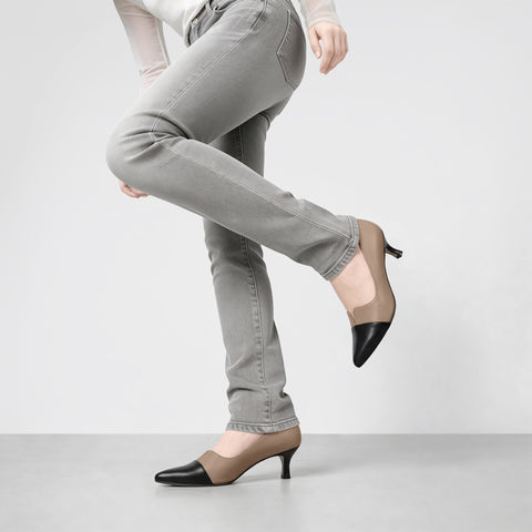 2026SSBI：ポインテッドトゥ 切替 パンプス（5154）ベージュ/C