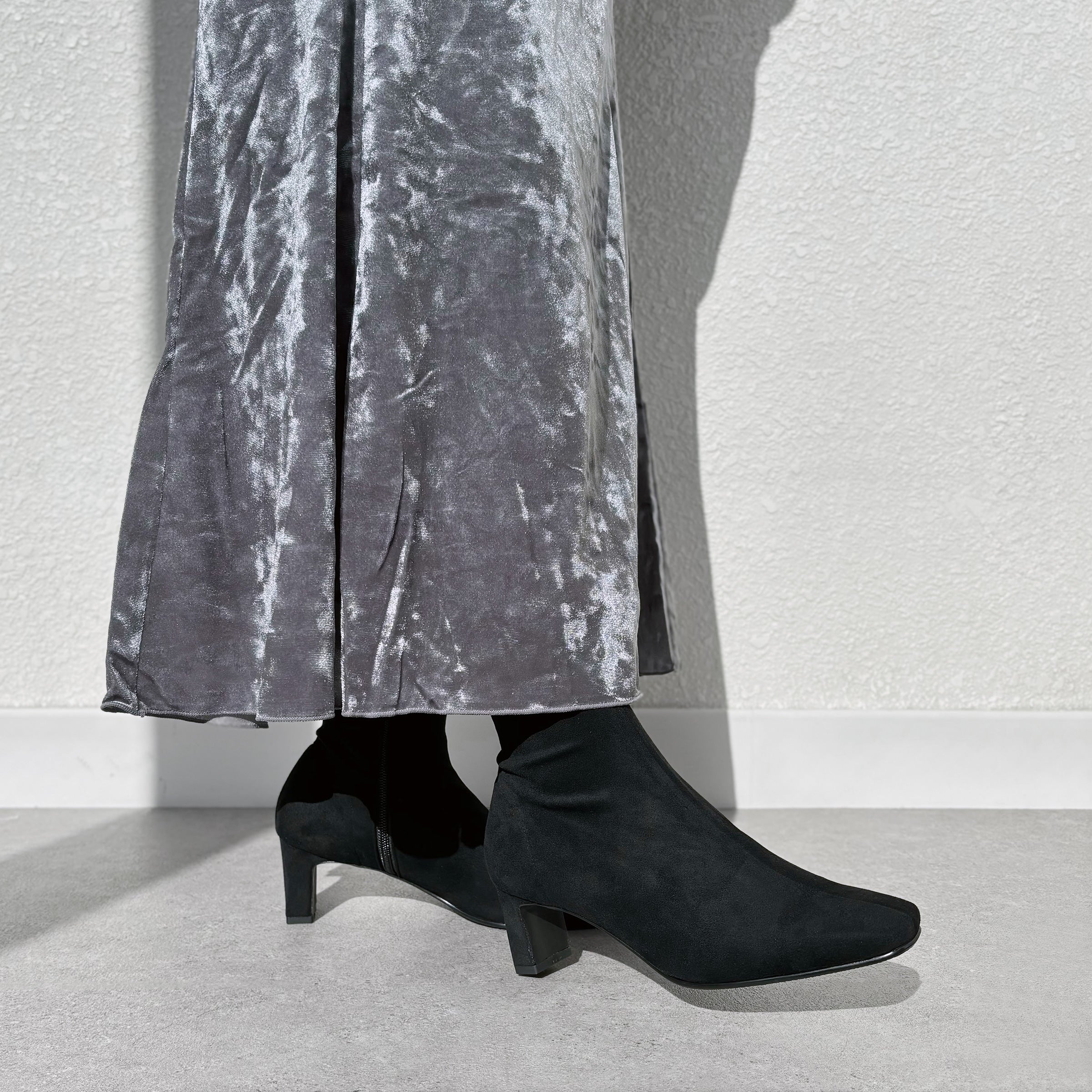 50%OFF：ワイドスクエアトゥ ストレッチブーツ（5309）ブラックS