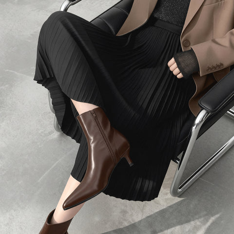 30%OFF：ポインテッドトゥ ショートブーツ（5736）Dブラウン