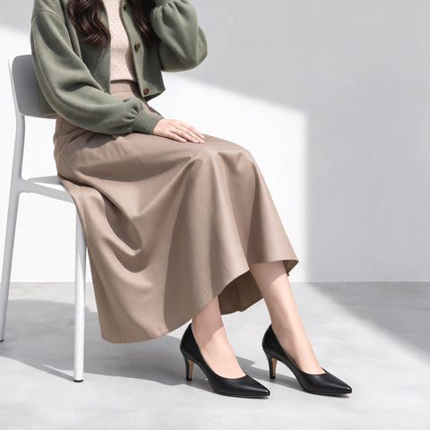 予約：2026AW：iCoN COLORS：ポインテッドトゥ パンプス（C76533）ブラック