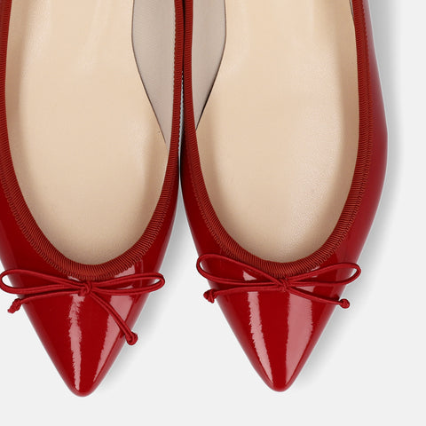 2026SSBI：ポインテッドトゥ フラット バレエシューズ（1333）レッドE/mamian（マミアン）
