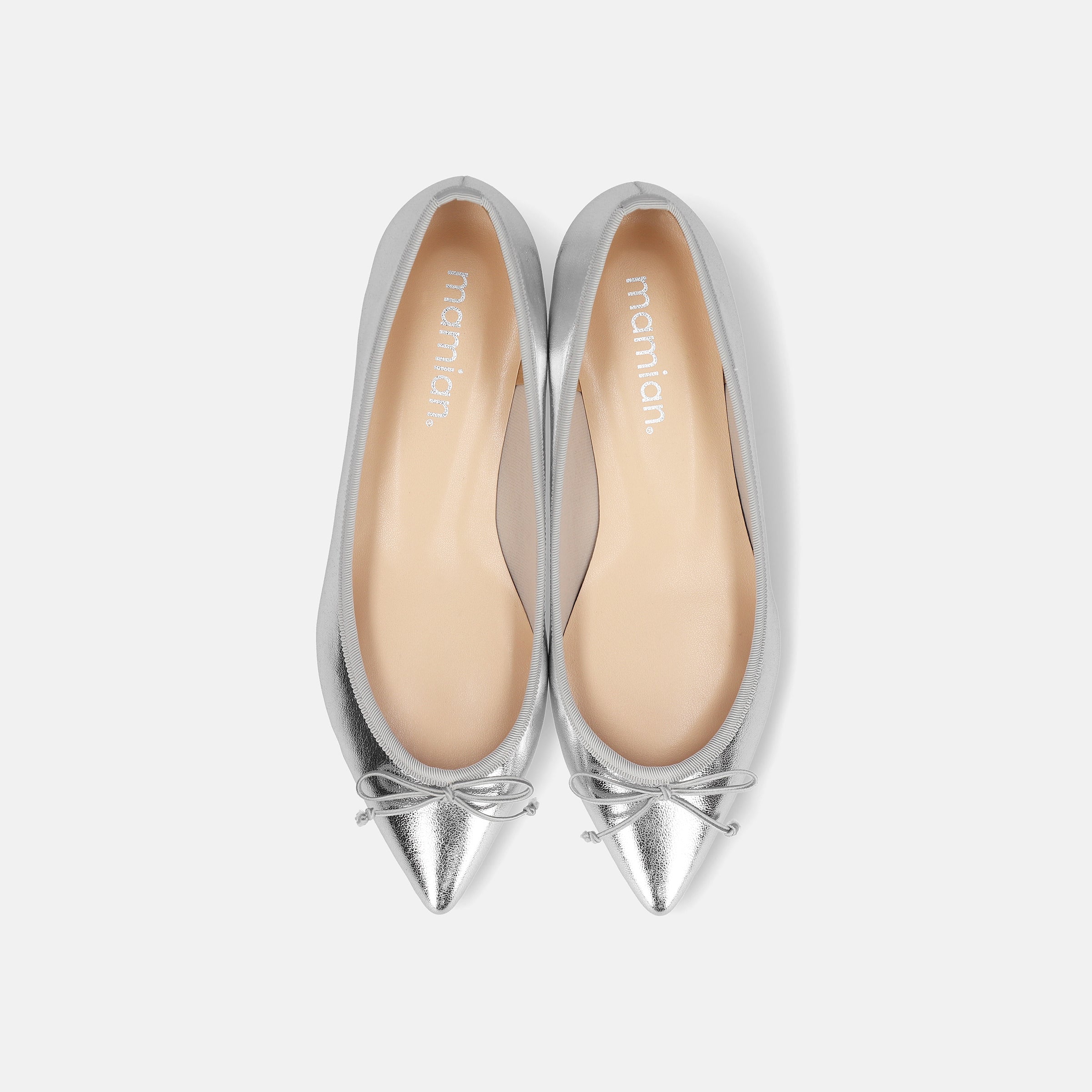 2026SSBI：ポインテッドトゥ フラット バレエシューズ（1333）シルバー