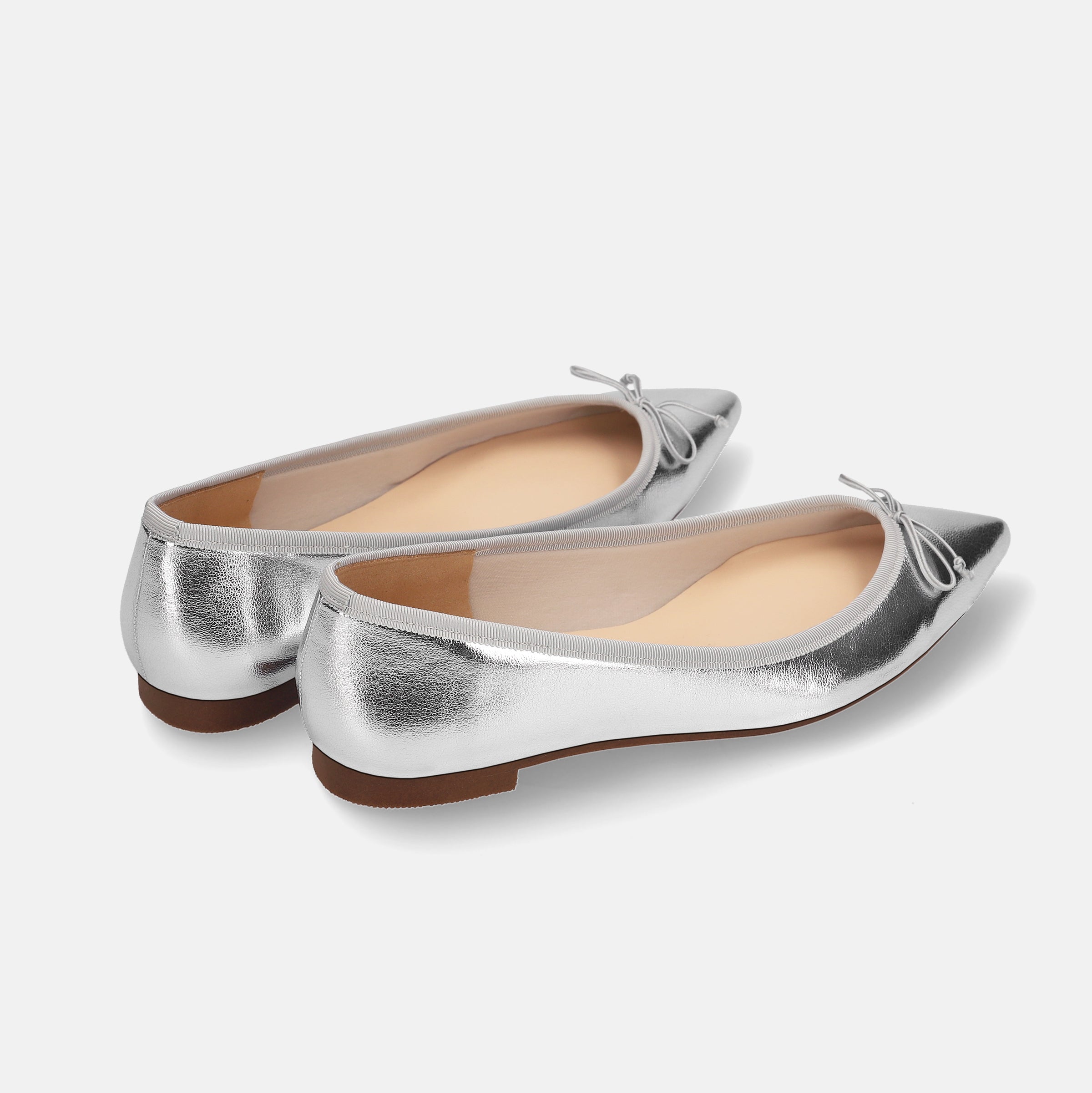 2026SSBI：ポインテッドトゥ フラット バレエシューズ（1333）シルバー