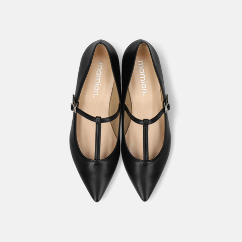 2026SS：Tストラップ フラットシューズ（4796）ブラック