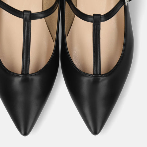 2026SS：Tストラップ フラットシューズ（4796）ブラック