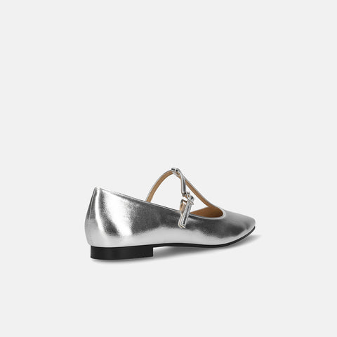 2026SS：Tストラップ フラットシューズ（4796）シルバー