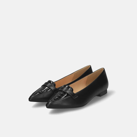 2025AWBI：甲浅ポインテッドトゥ ローファー（124）ブラックCR