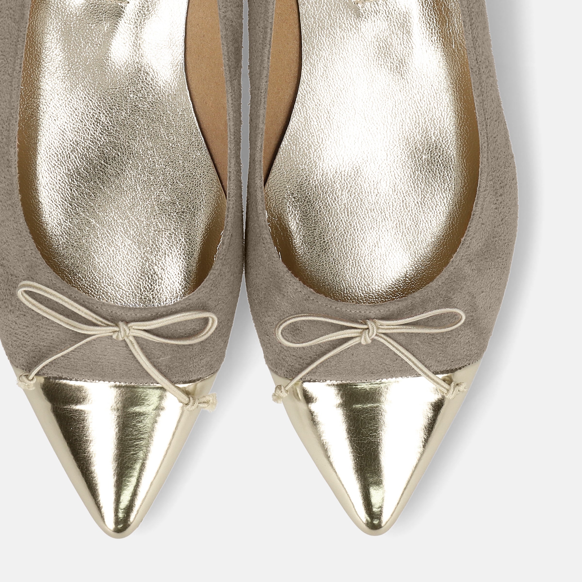 15%OFF：メタリックトゥ バレエシューズ（m17025）グレージュS/C