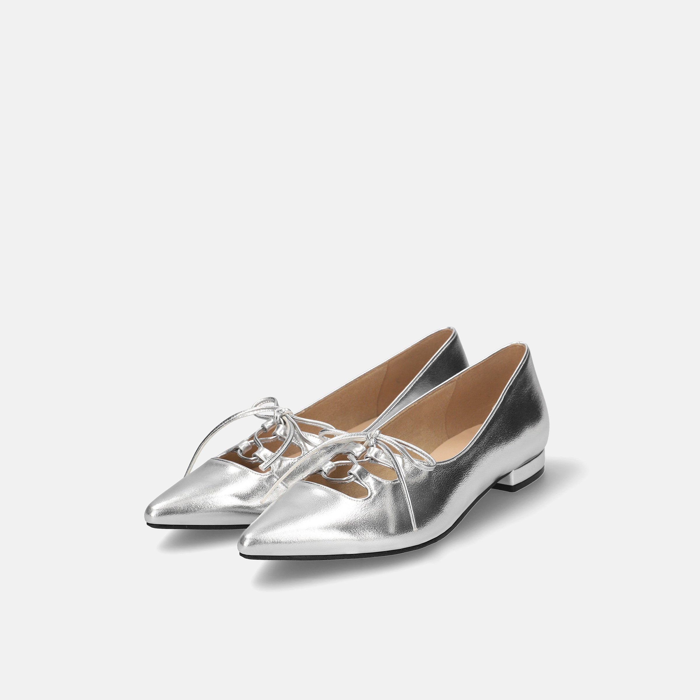 予約：レースアップ フラットシューズ（m17068）シルバー – mamian