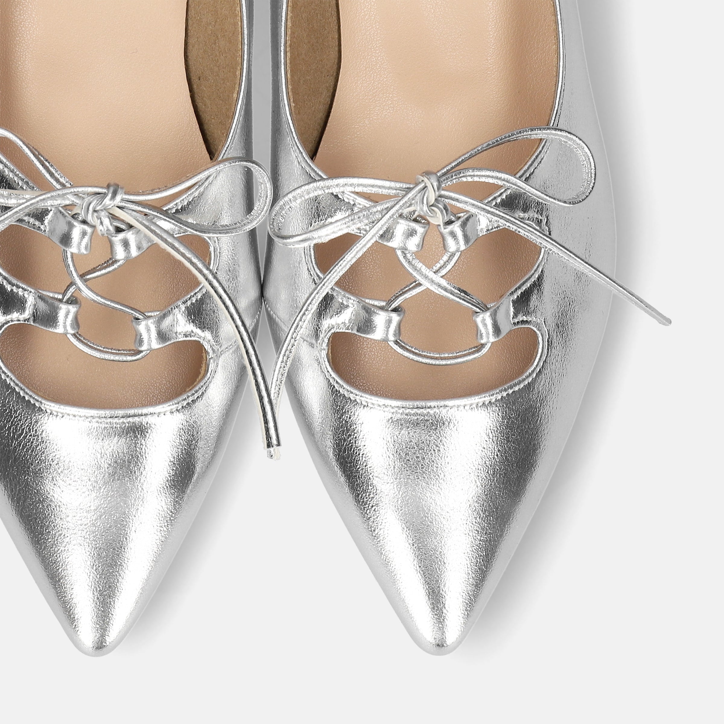 予約：レースアップ フラットシューズ（m17068）シルバー – mamian