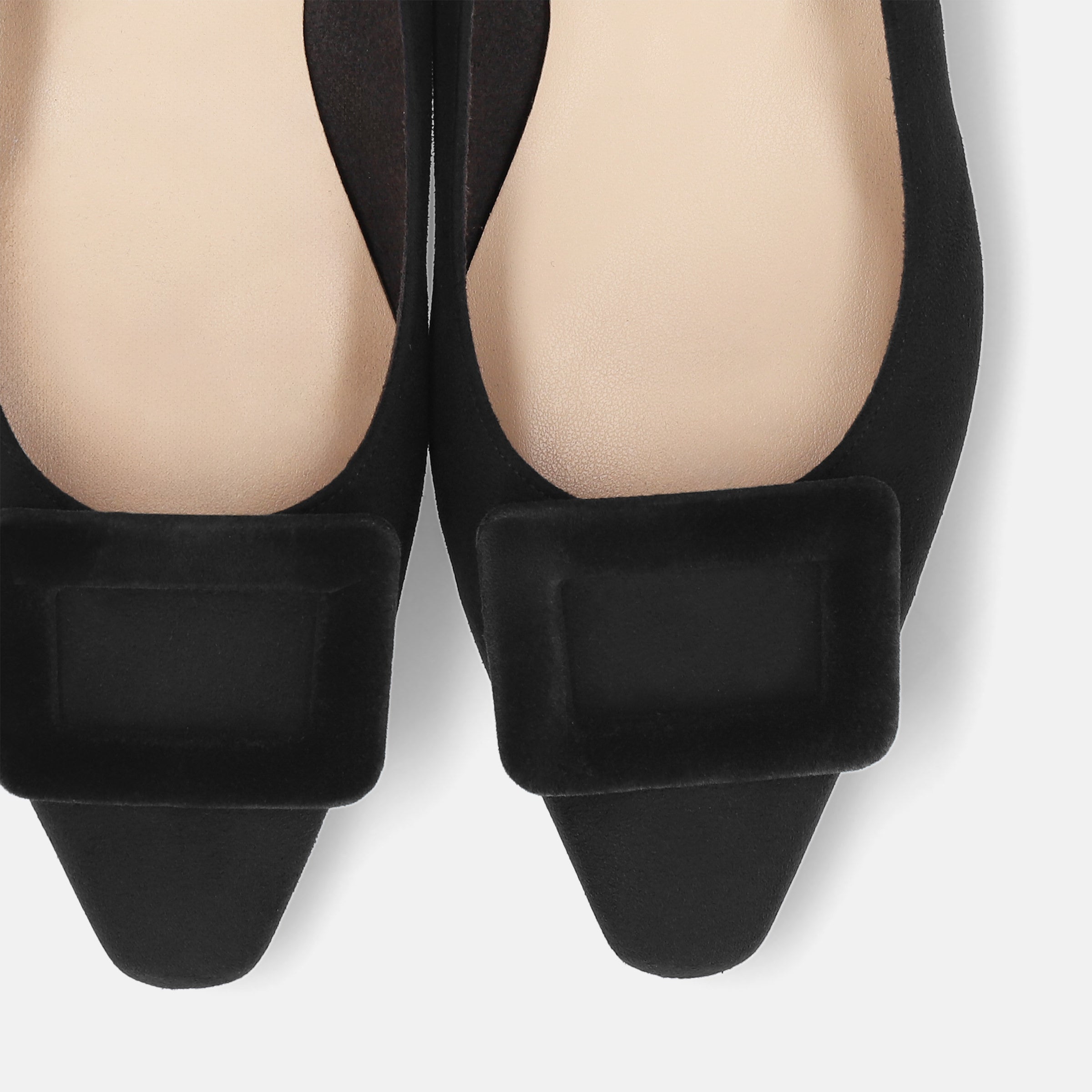 2025AW：スクエアバックル フラットシューズ（m18001）ブラックS