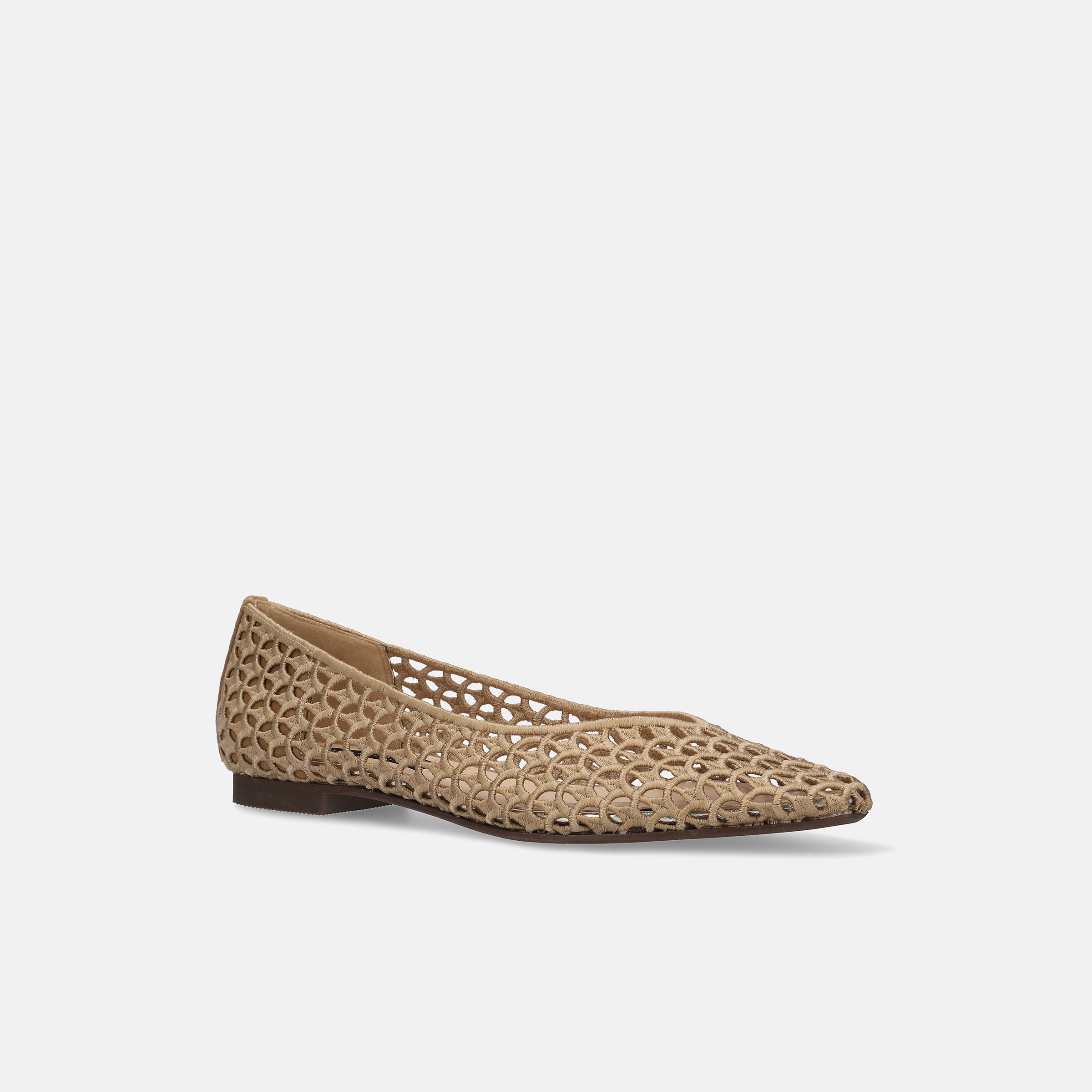 30%OFF：Vカット メッシュ フラットシューズ（m18015）ベージュ