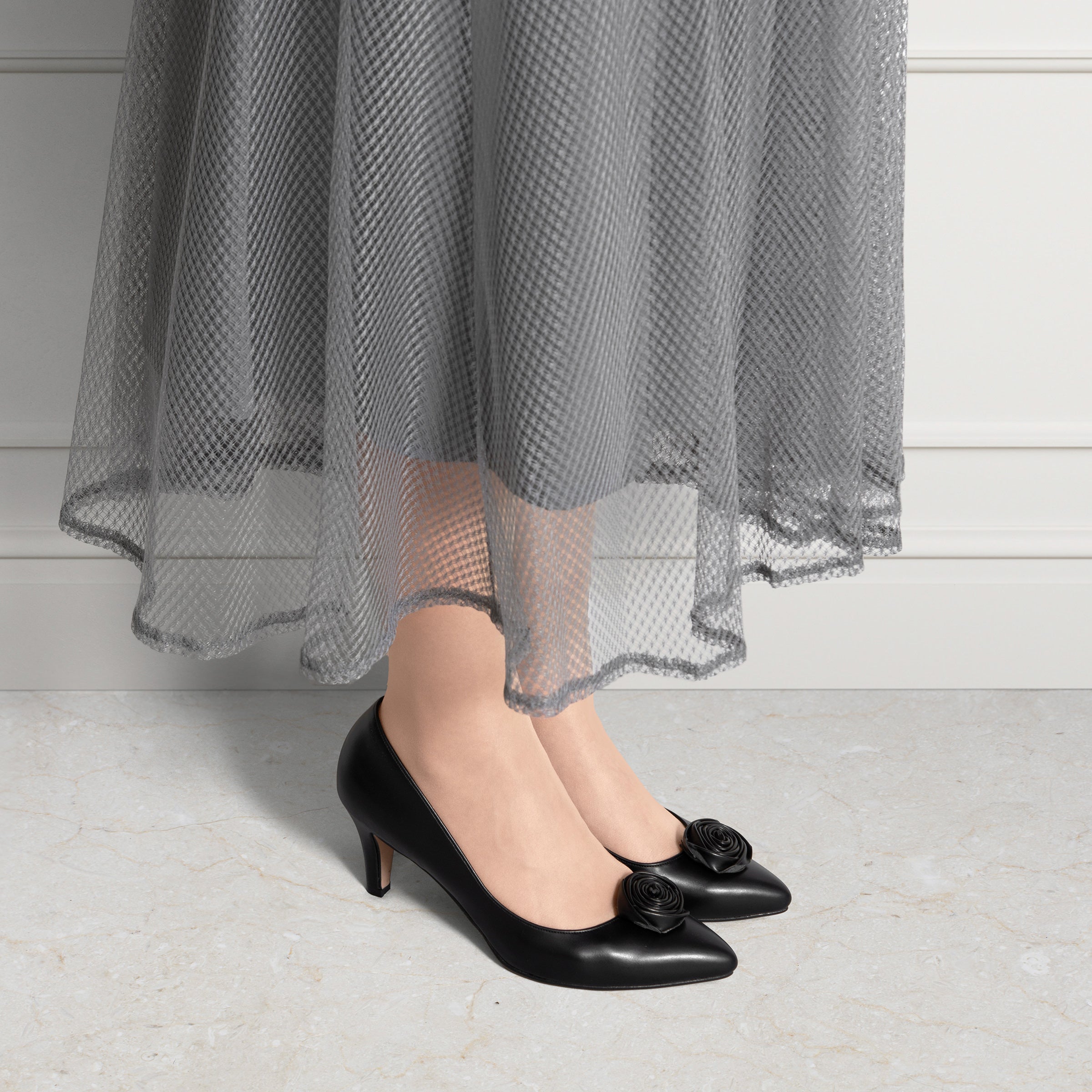 20%OFF：OC：ローズモチーフ 2Way パンプス（lt7002）ブラック