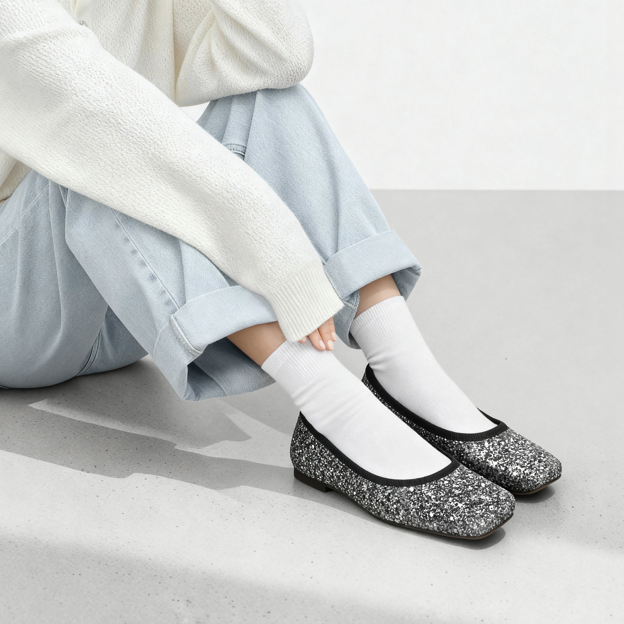 2025年1月購入　ハートビジュー付きフラットシューズ　ラベンダー　24.0 2025年1月購入 ハートビジュー付きフラットシューズ ラベンダー 24.0