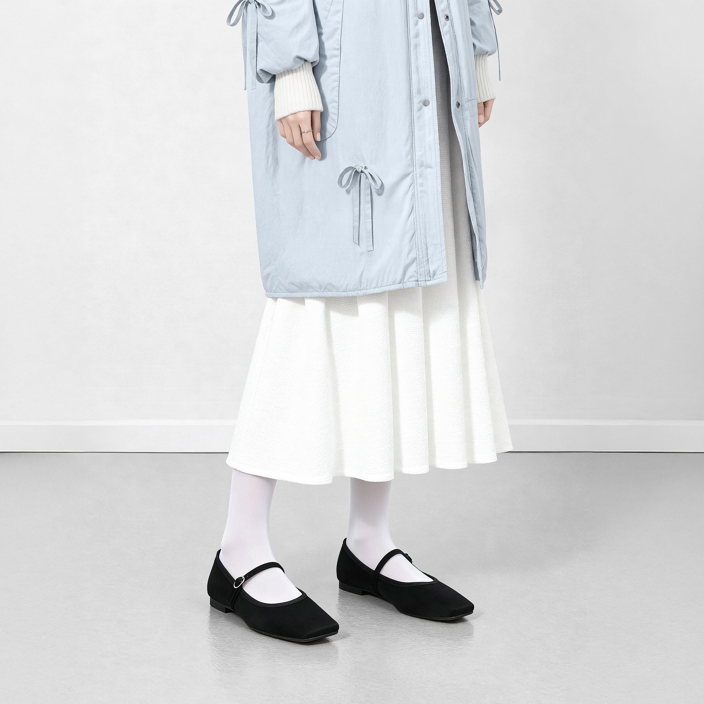 予約：2025AW：スクエアトゥ メリージェーン フラット（m10310