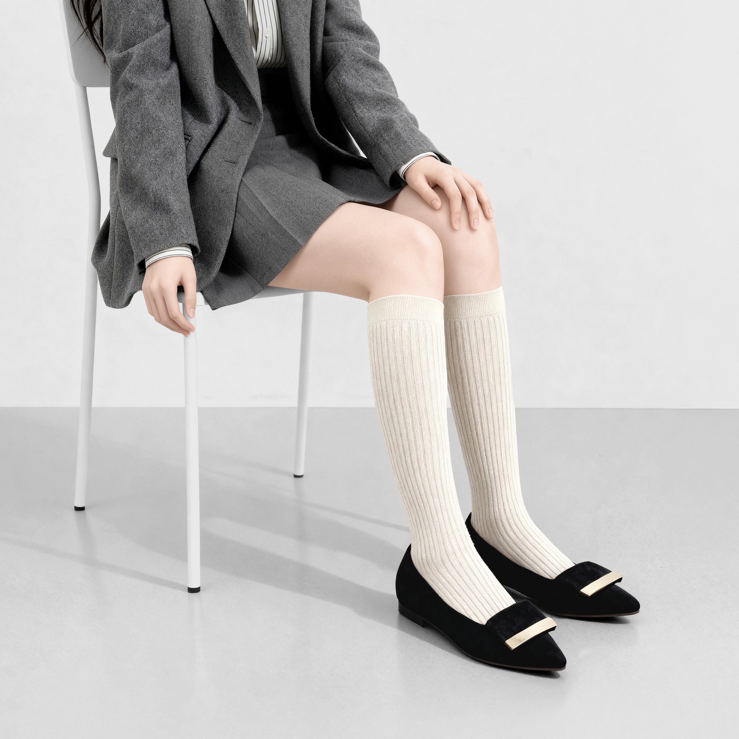 2025AW：アクセントバックル フラットシューズ（m17006）ブラックS