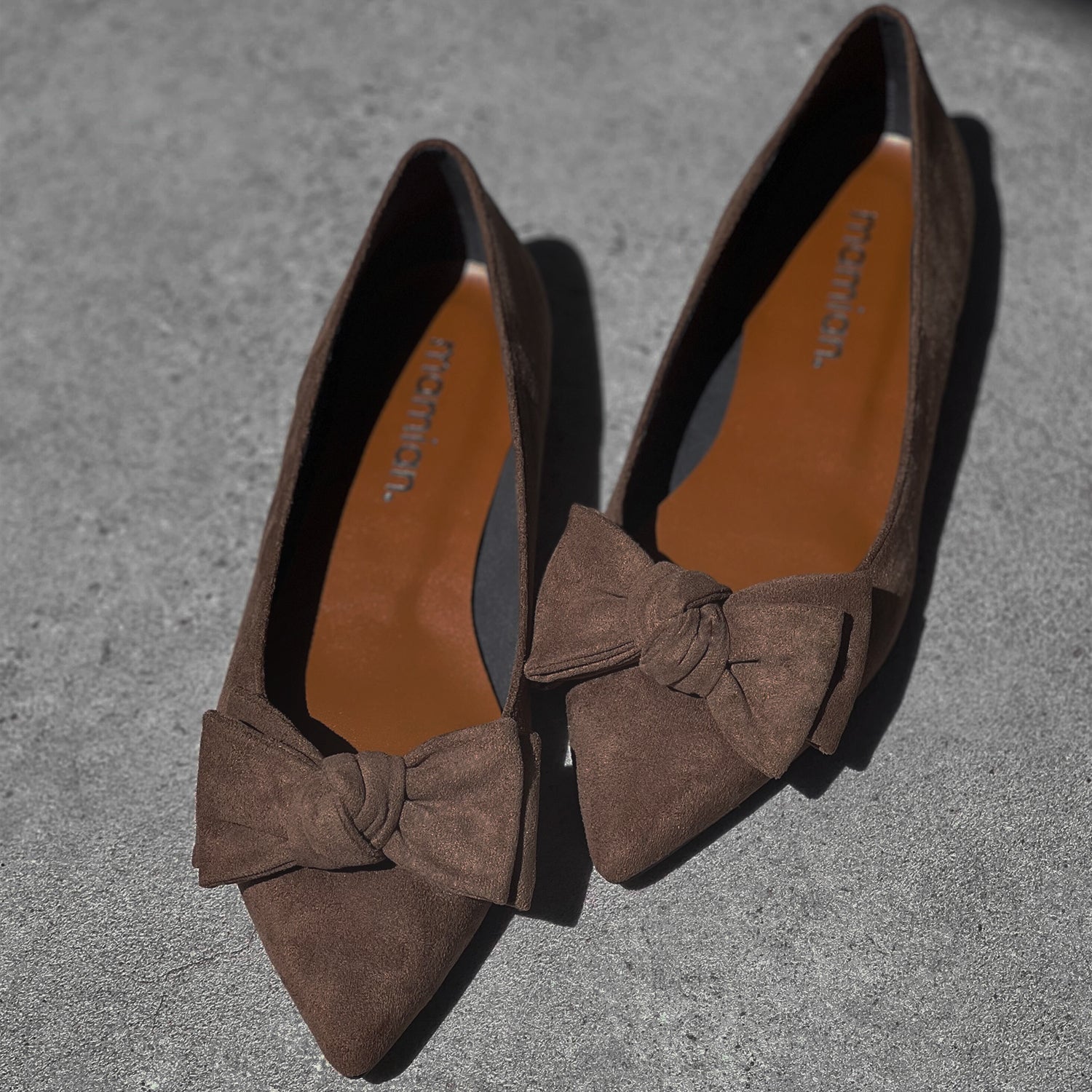 ラストワン15%OFF：リボンフラットシューズ（m17015）ブラウンS