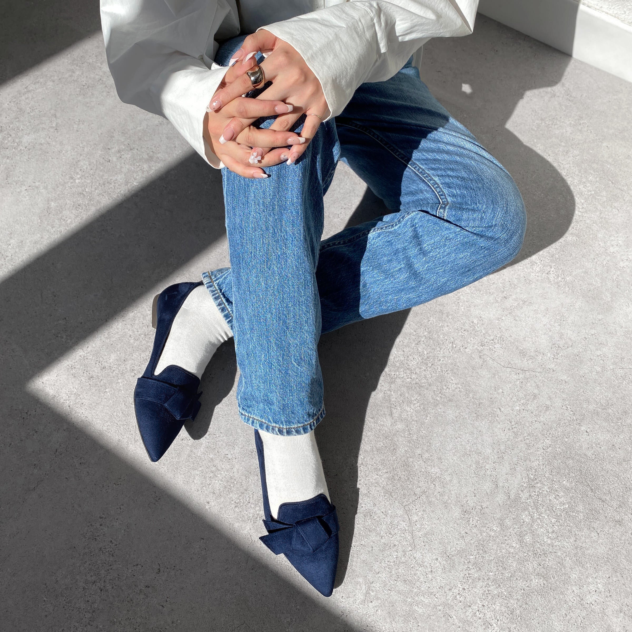 15%OFF：リボン＆オペラデザイン フラットシューズ（m17024）ダーク