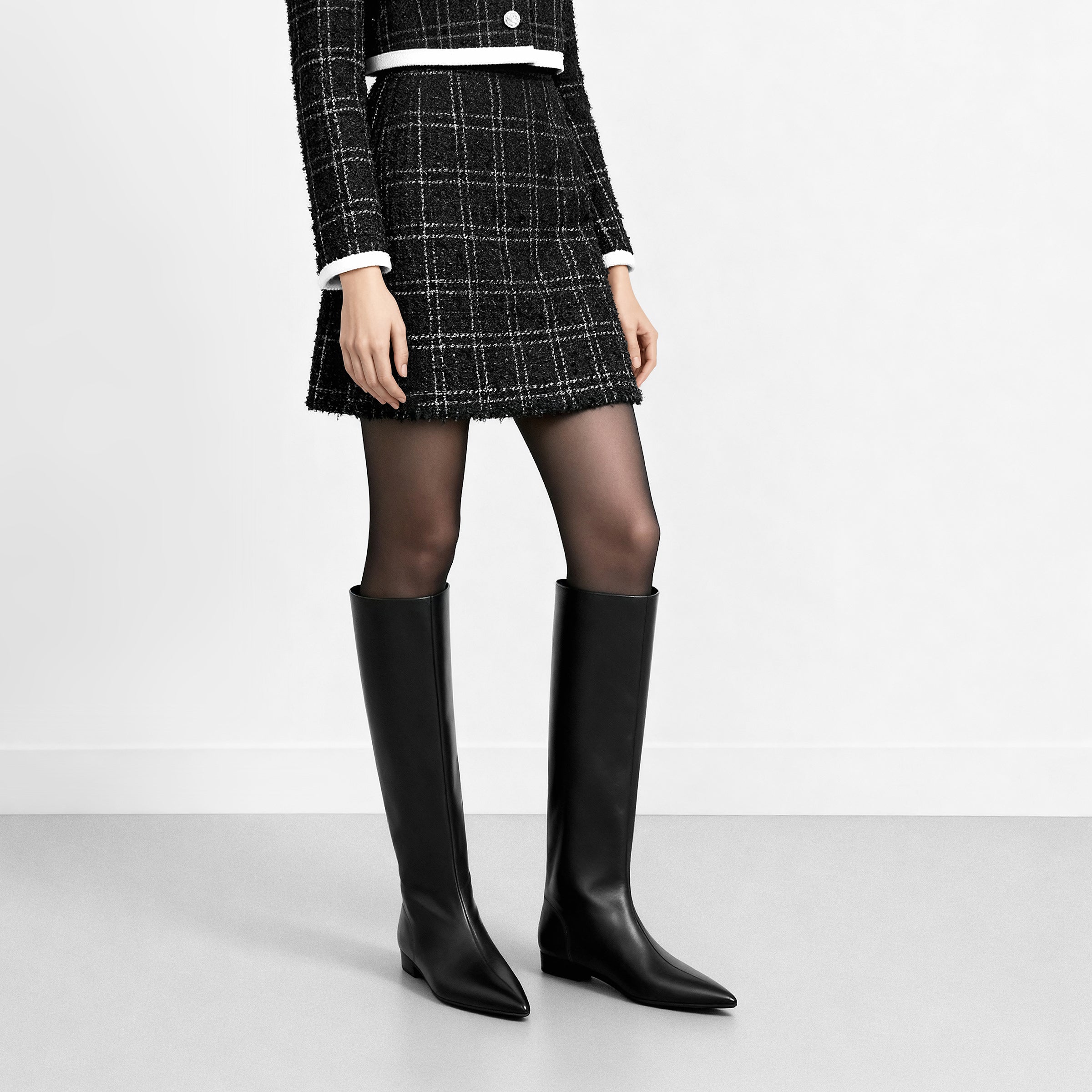 予約：2025AW：ワイドシャフト フラット ロングブーツ（m17059