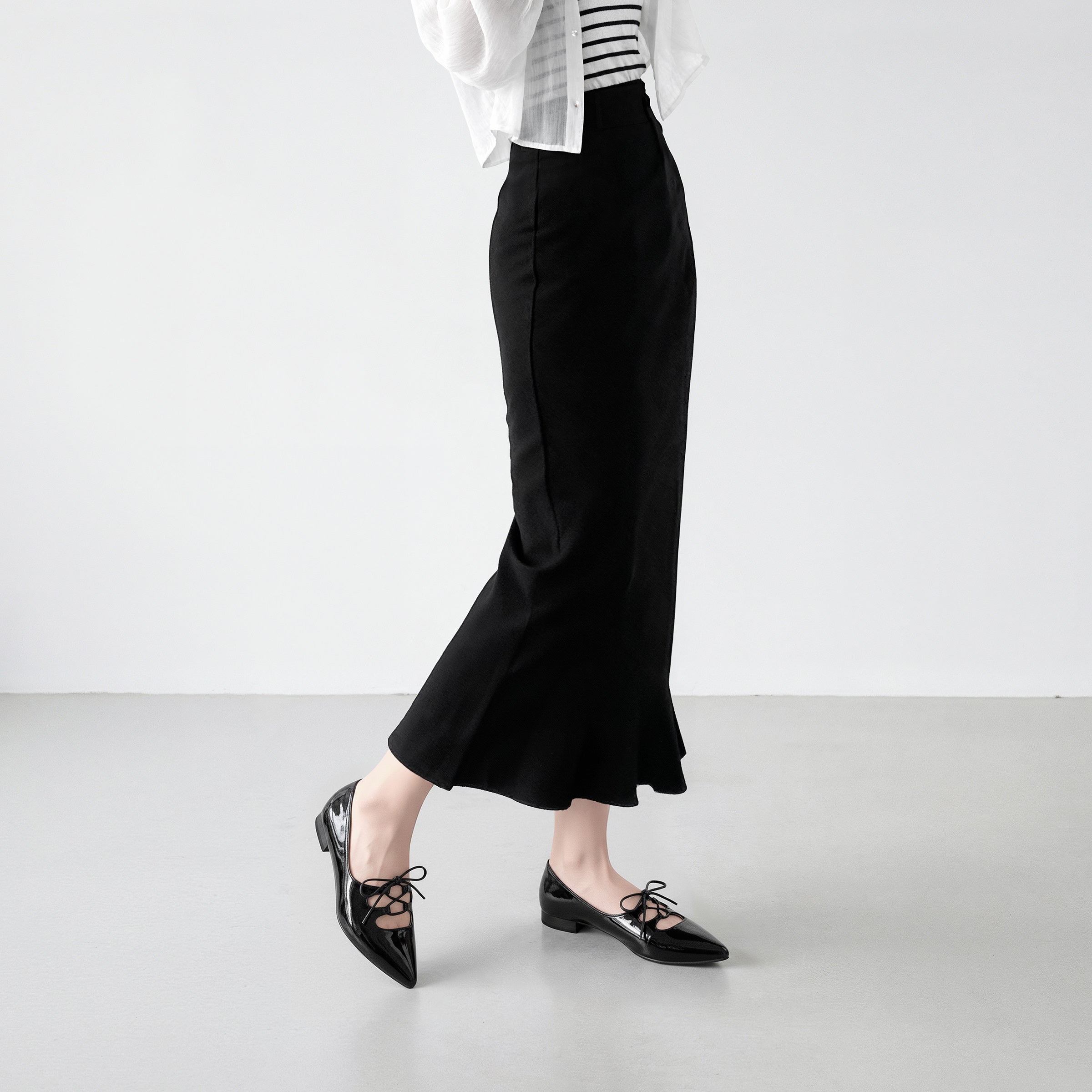 予約：レースアップ フラットシューズ（m17068）ブラックE – mamian