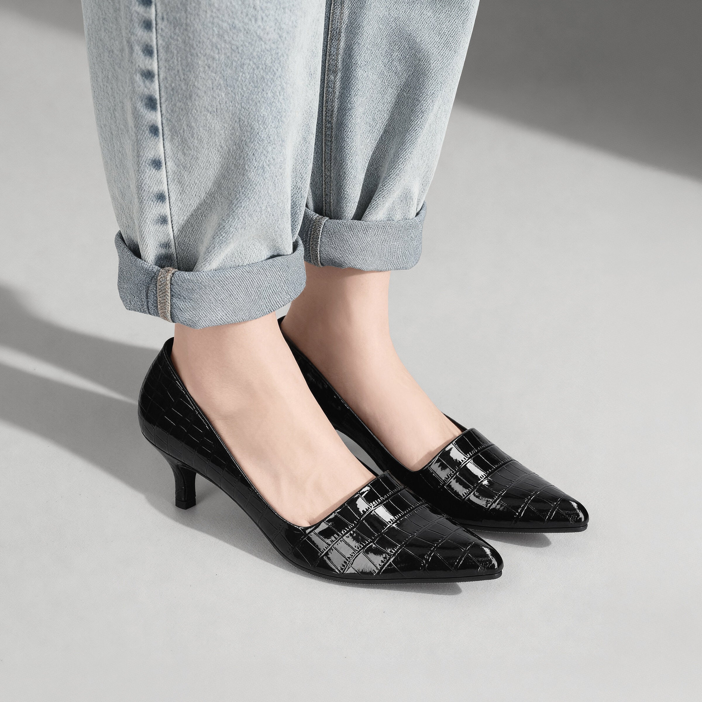 2025AW：サイドコンシャス デザイン パンプス（m45007）ブラックCR