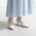 2026SS：スクエアリボン パンプス（m45010）ホワイトグレー/mamian（マミアン）