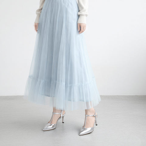 予約：2026SS：Tストラップ バックバンド パンプス（m72008）シルバー