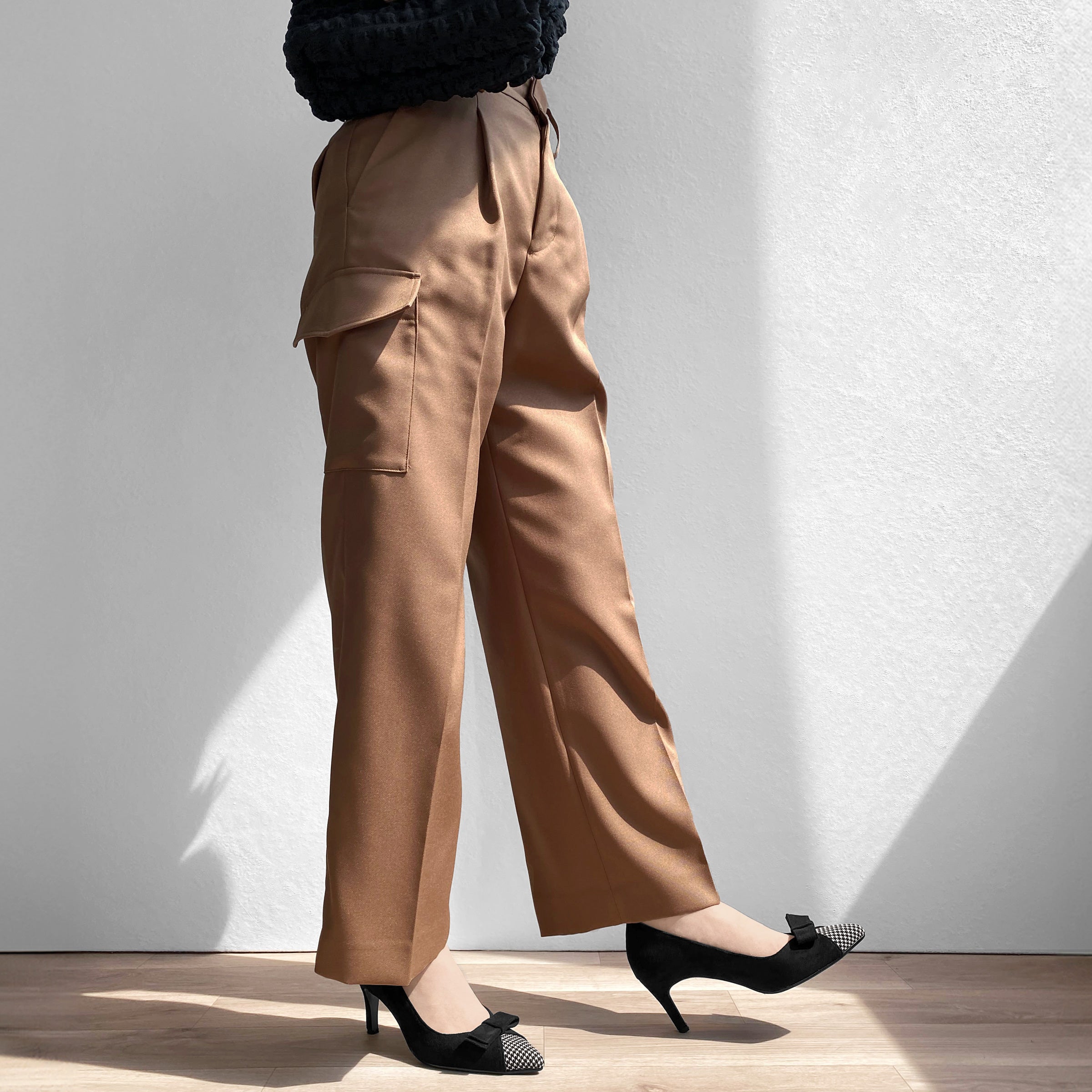 新品　ミハマ　リボン　黒 パンプス　24.5 MIHAMA ミハマ 黒 レザー パンプス 22.5㎝ リボン の通販 by