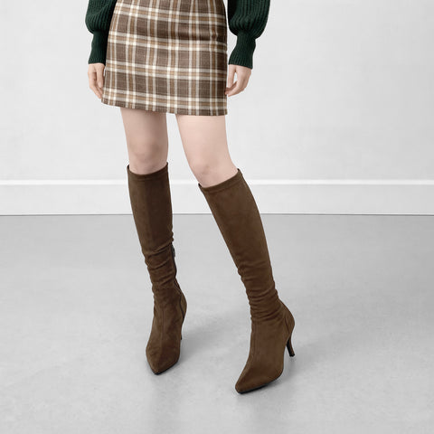 50%OFF：ストレッチ ロングブーツ（m73004）ダークブラウンS