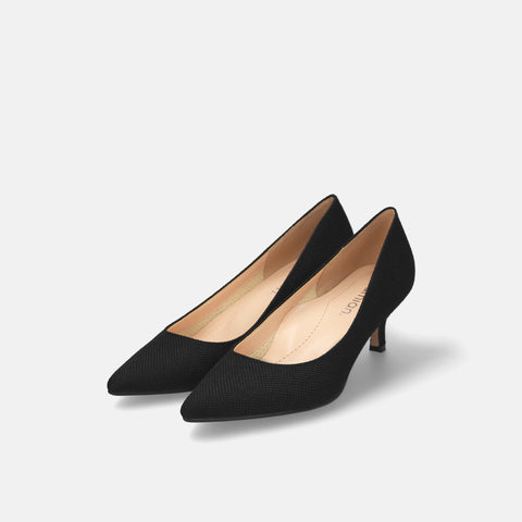 2026SS：iCoN COLORS：ポインテッドトゥ リネン パンプス（C57175）ブラックL