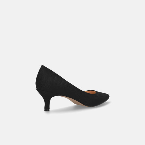2026SS：iCoN COLORS：ポインテッドトゥ リネン パンプス（C57175）ブラックL