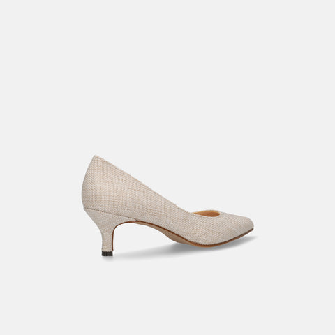 予約：2026SS：iCoN COLORS：ポインテッドトゥ リネン パンプス（C57175）キナリL