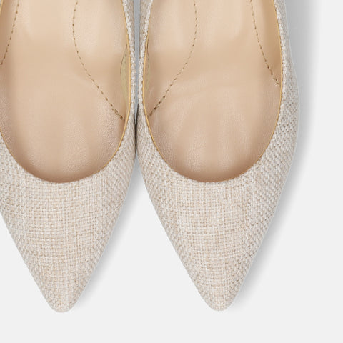 予約：2026SS：iCoN COLORS：ポインテッドトゥ リネン パンプス（C57175）キナリL