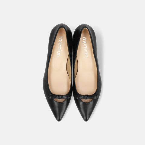 予約：2026SS：リボンデザイン パンプス（m45014）ブラック/mamian（マミアン）