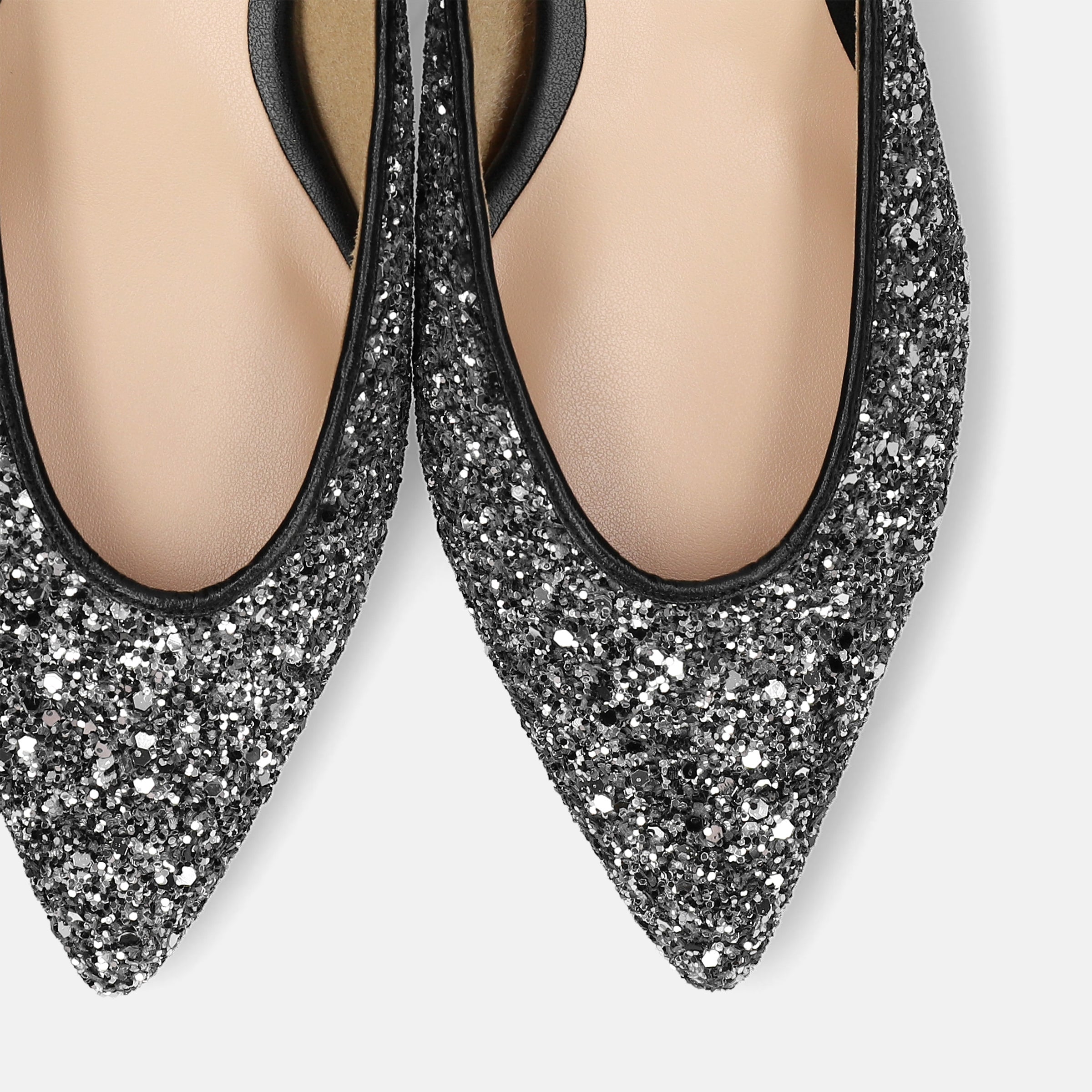 ラストワン2025SS：グリッター ミュールパンプス（m45015）ブラック