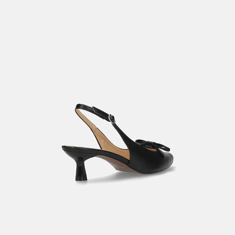 ラストワン30%OFF：2025SS：リボン付き バックストラップ パンプス（m45017）ブラック/mamian（マミアン）