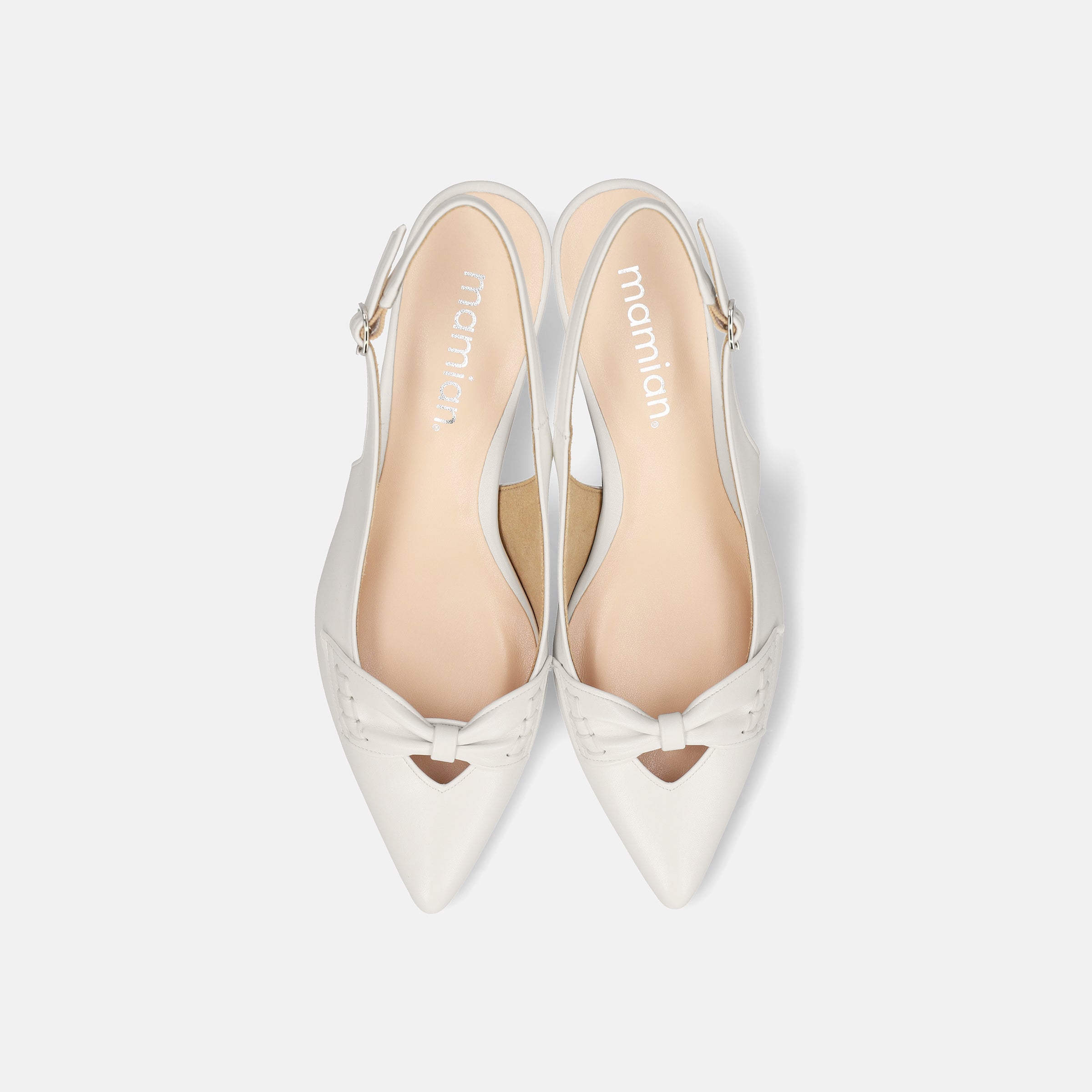 ラストワン2025SS：バックストラップ パンプス（m45020）ホワイト